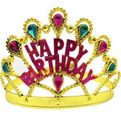 Altın Renk Happy Birthday Yazılı Doğum Günü Tacı 60 cm