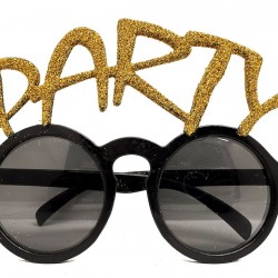 Altın Simli Party Yazılı Parti Gözlüğü Show 15x7 cm