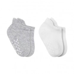 Bistyle 2'Li Sneakers Kaymaz Basic Penye Çorap BS20103 Gri Beyaz