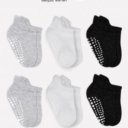 Bistyle 6'Lı Sneakers Kaymaz Penye Çorap BS20102 Gri Beyaz Siyah