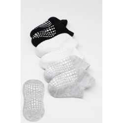 Bistyle 6'Lı Sneakers Kaymaz Penye Çorap BS20102 Gri Beyaz Siyah