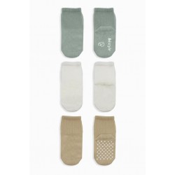 Bistyle Basic Kaymaz Penye Soket Çorap 3'Lü BS10107 Nil Ekru Bej