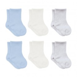 Bistyle Basic Penye Soket Çorap 6'Lı BS10101B Mavi Ekru Gri