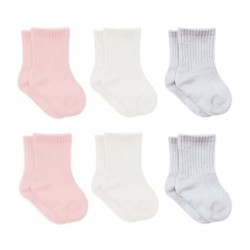 Bistyle Basic Penye Soket Çorap 6'Lı BS10101B Pembe Ekru Gri