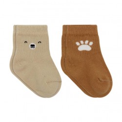 Bistyle Bear Penye Soket Çorap 2'Li BS10116 Bej