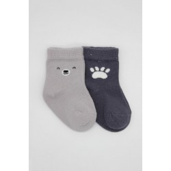 Bistyle Bear Penye Soket Çorap 2'Li BS10116 Gri