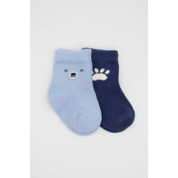 Bistyle Bear Penye Soket Çorap 2'Li BS10116 Mavi