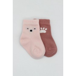 Bistyle Bear Penye Soket Çorap 2'Li BS10116 Pembe