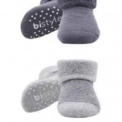 Bistyle Çemberli Kaymaz Havlu Soket Çorap 2'Li BS10503 Gri-Antrasit
