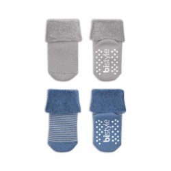 Bistyle Çemberli Kaymaz Havlu Soket Çorap 2'Li BS10503 İndigo Gri