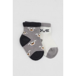 Bistyle Love Dog Penye Soket Çorap 2'Li BS10118 Gri