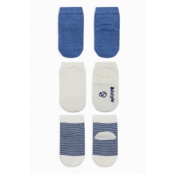 Bistyle Puanlı Kaymaz Penye Soket Çorap 3'Lü BS10108 İndigo