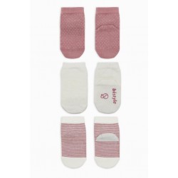 Bistyle Puanlı Kaymaz Penye Soket Çorap 3'Lü BS10108 Pudra