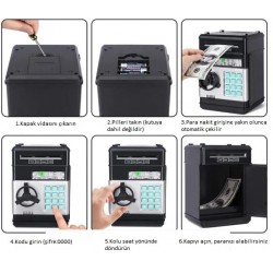 Elektronik Şifreli Kasa Otomatik Kağıt Para Alan ATM Kumbara