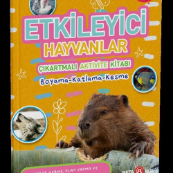 Etkileyici Hayvanlar Çıkartmalı Aktivite Kitabı Boyama-Katlama-Kesme