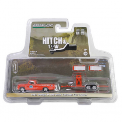 Greenlight 1/64 1967 Dodge D-100 with Tandem Car Trailer
