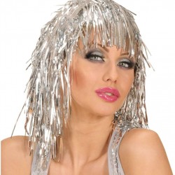 Gümüş Işıltılı Metalize Parti Peruğu