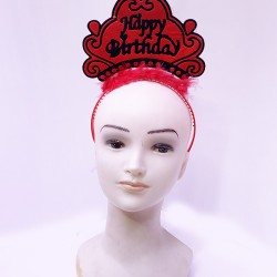 Happy Birthday Neon Kırmızı Renk Doğum Günü Tacı 24x15 cm