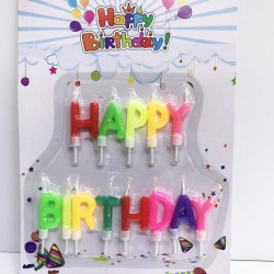 Happy Birthday Yazılabilen Rengarenk Doğum Günü Mumu