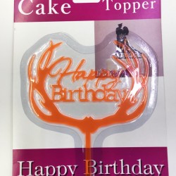 Happy Birthday Yazılı Turuncu Dallı Pasta Kek Çubuğu