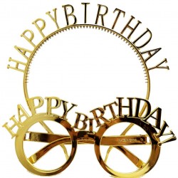HappyBirthdayYazılıTaçveHappyBirthdayYazılıGözlükSetiAltınRenk