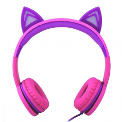 Işıklı Kedi Kulaklı Kablolu Kulak Üstü Kulaklık