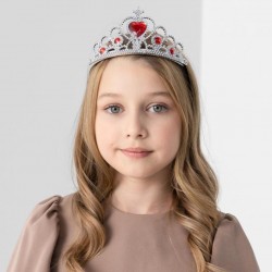 Kalp Taşlı Kırmızı Renk Karlar Ülkesi Elsa Anna Frozen Tacı