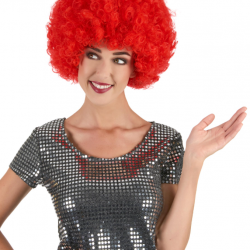Kırmızı Renk Kıvırcık Afro Bonus Peruk