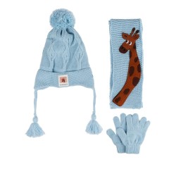 Erkek Atkı Bere Eldiven Takım (1-4 Yaş) K24160-09 Açık Mavi