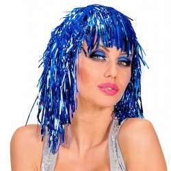 Mavi Işıltılı Metalize Parti Peruğu