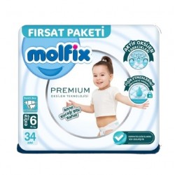 Molfix Premium Bebek Bezi Fırsat Paketi 6 Beden 15+ Kg 34 Adet