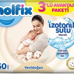 Molfix Yenidoğan İzotonik Sulu Doğal Pamuk Islak Havlu Mendil 3'Lü 150 Yaprak