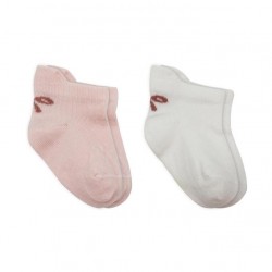 Bistyle 2'Li Sneakers Smile Penye Çorap BS20106 Pembe Ekru