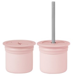 Pipetli Silikon Bardak Seti Pinky Pink / Powder Grey