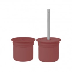Pipetli Silikon Bardak Seti Velvet Rose / Powder Grey