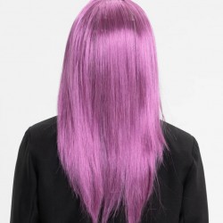 Rose Pembe Renk Düz Kesim Uzun Parti Peruğu Takma Saç