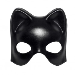 Siyah Deri Görünümlü Kedi Maskesi – Cosplay & Maskeli Balo