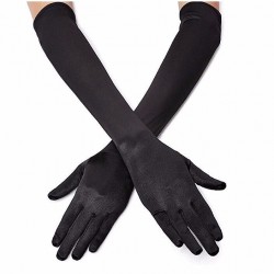 Siyah Renk Likralı Dirseğe Kadar Uzun Kumaş Eldiven 40 cm