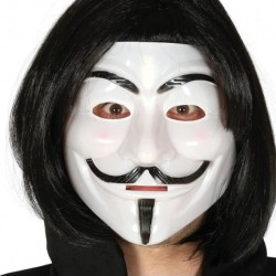 Siyah Renk Takma Kısa Saç ve V For Vendetta Maskesi Anonymous Maskesi