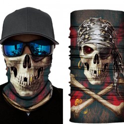 Siyah Renk Üzeri Likralı Korsan Kafatası Baskılı Baf Buff Bandana 30x48 cm