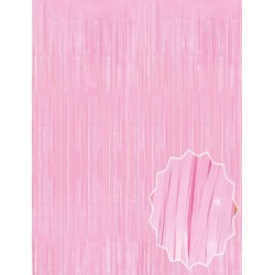 Soft Pembe Püsküllü Kapı Perdesi - Parti, Baby Shower, Cinsiyet Partisi 1x2 m