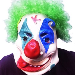 Yeşil Renk Afro Bonus Peruklu Palyaço Lateks Et Maske