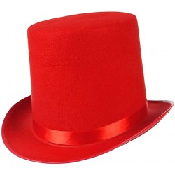 YetişkinlerİçinKırmızıRenkRingmasterSihirbazŞapkasıFötrŞapka15cm